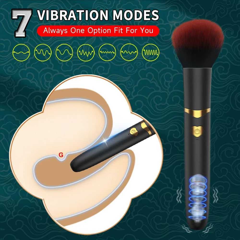 Vibrating Makeup Brush Massager Strong Shock Female Orgasm Clitoral Stimulator 7 Speed AV Wand Vibrator Adult Sex Toys for Women W250117