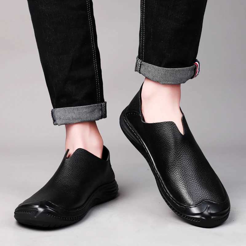 Leather Mens Loafers Lightweight Low Top Shoes Casual Mens Boat Shoes Big Size 35-47 Mens Shoes Men Flats Shoes Leisure WalkXJ250118