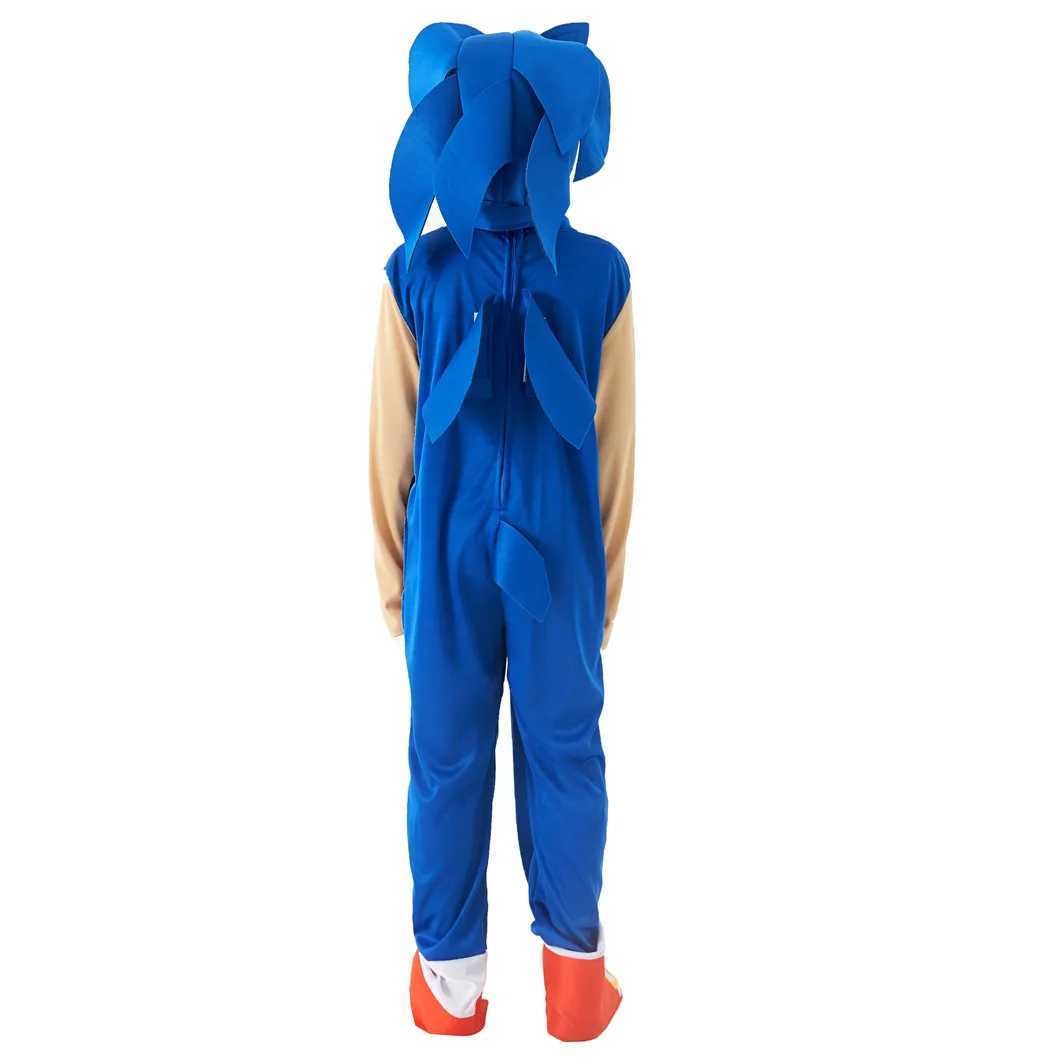 Sonics cartoon jumpsuit childrens role-playing disguise hedgehog role-playing costume anime boys and girls white gloves Halloween gift W250117