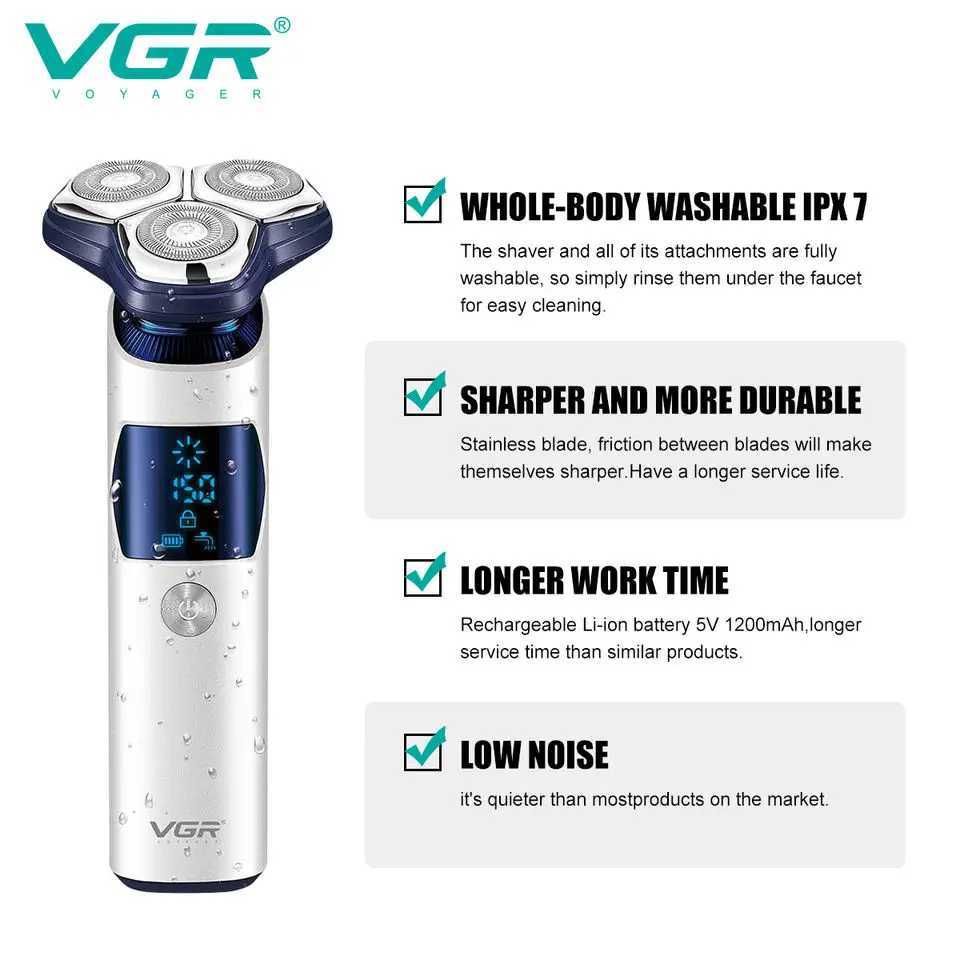 Original VGR 3D Wet Dry Electric Shaver For Men Beard Rechargeable Facial Electric Razor Floating Head Shaving Mane LithiumW250117