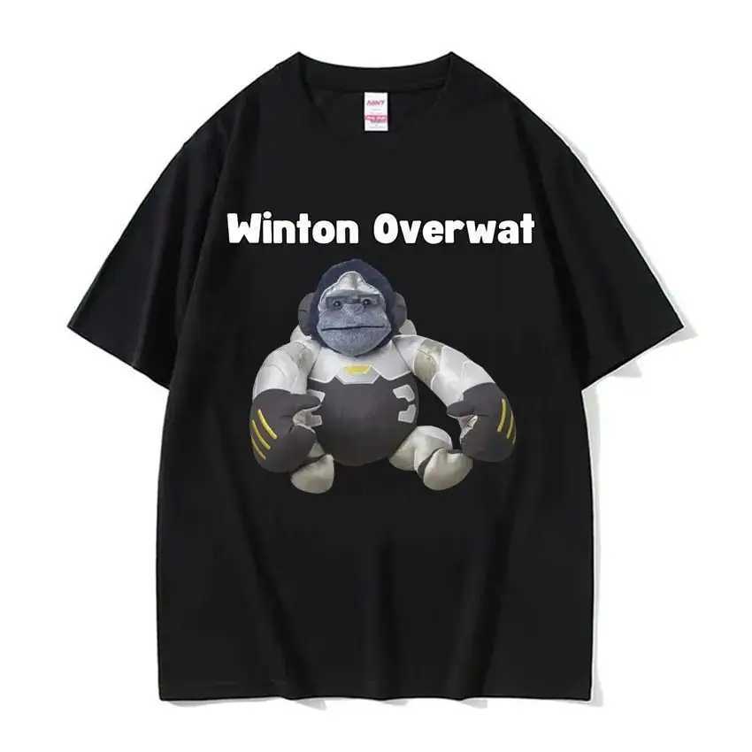 Winton Overwat Meme Funny Gaming Graphic T Shirt Fashion Gothic Humor T-shirts Men Women Oversized Cotton T-shirt Y2k Streetwear W250117