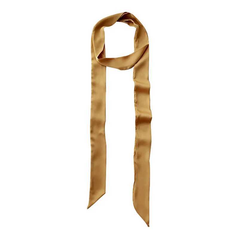 Luxury Women Narrow Long Scarf 200x5cm Solid Color Chiffon Silk Rubber Red Tie Black Bag Ribbon Headbands Choker Streamer Scarf W250118