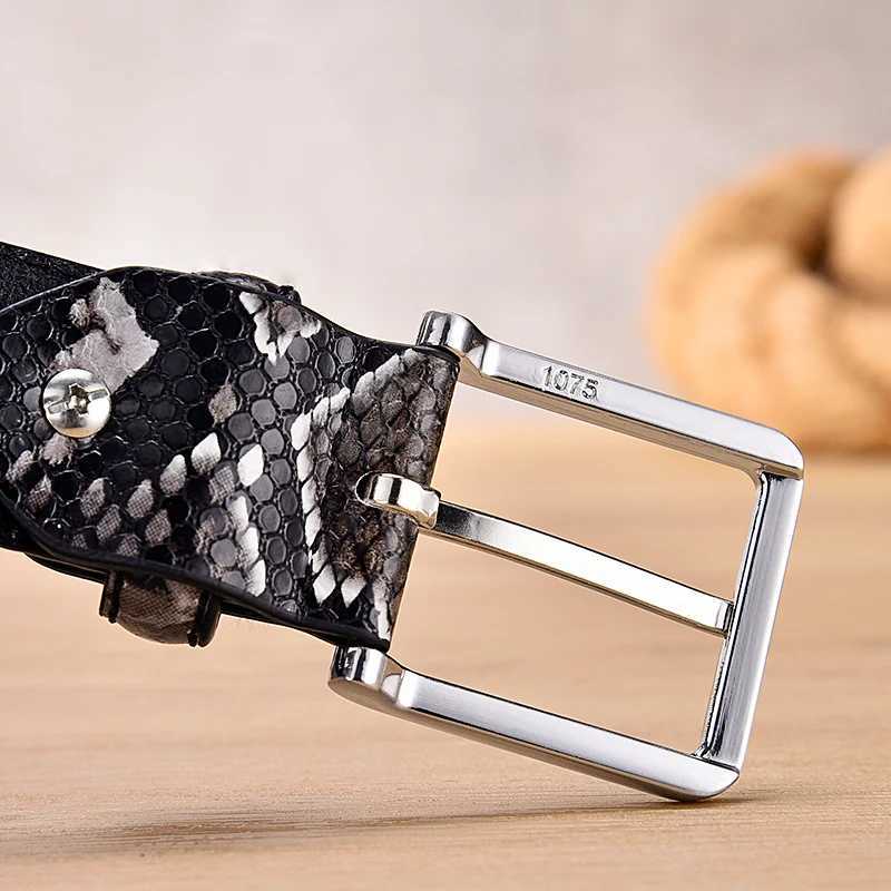 Mens luxury snake pattern design mens leisure accessories denim leather western belt buckle metal W250120