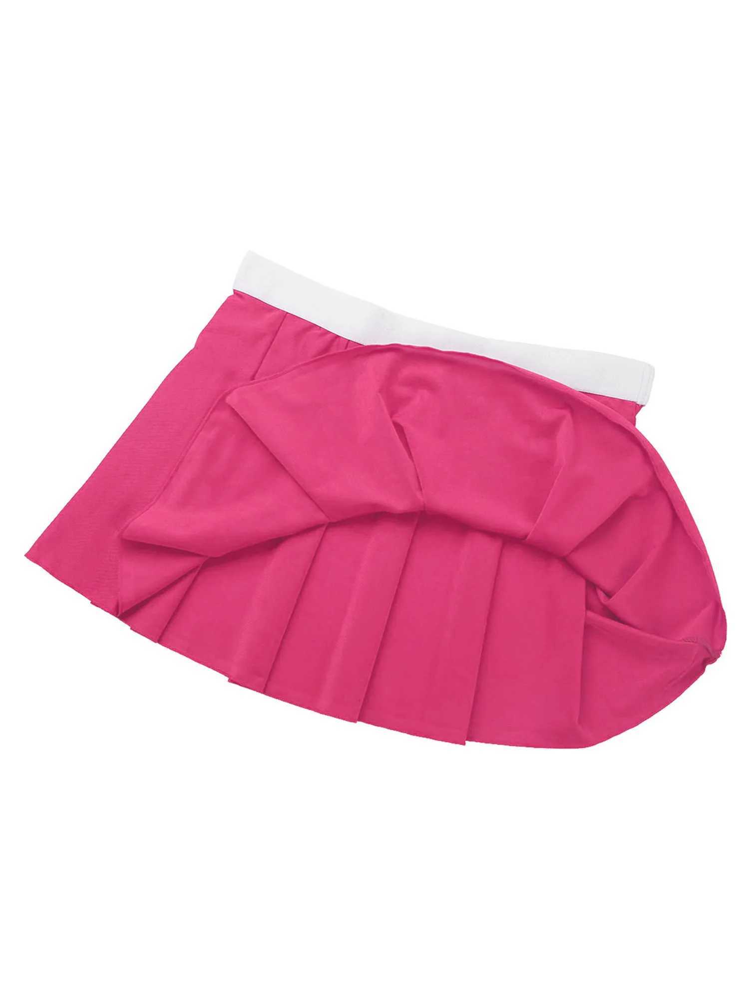 2Pcs Women School Girls Cheerleading Uniforms Set DADDY Printed Cheerleader Costume Sleeveless Crop Top with Mini Pleated SkirtW250121