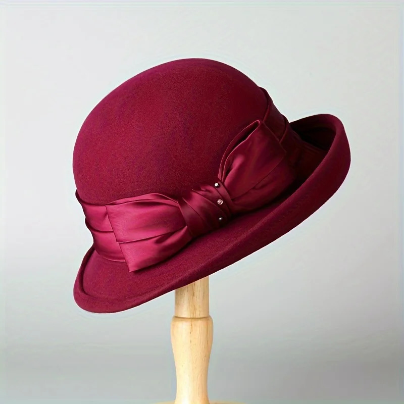 Woolen hat top autumn and winter French rolled edge basin fashionable felt British vintage fisherman 250118