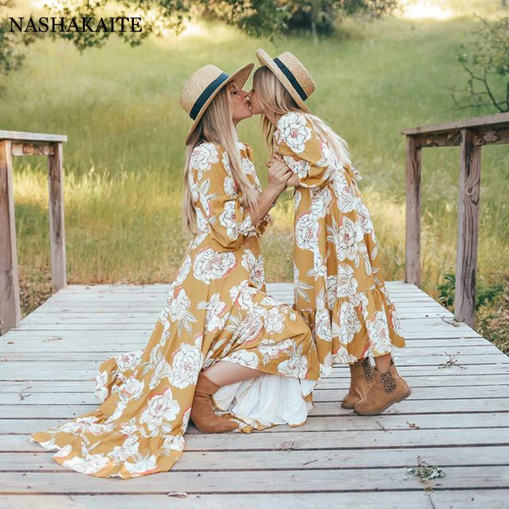 Mother Daughter Dresses Floral Print Dresses Mommy and daughter Family matching clothes Mother and Daughter Family Look 250117