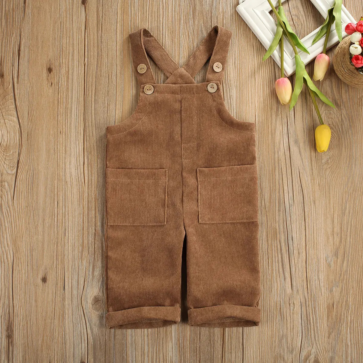 05Y Baby Corduroy Suspender Pants Boys Girls Autumn Clothes Kids Sleeveless Loose Overalls Romper Jumpsuits with Pockets 250117