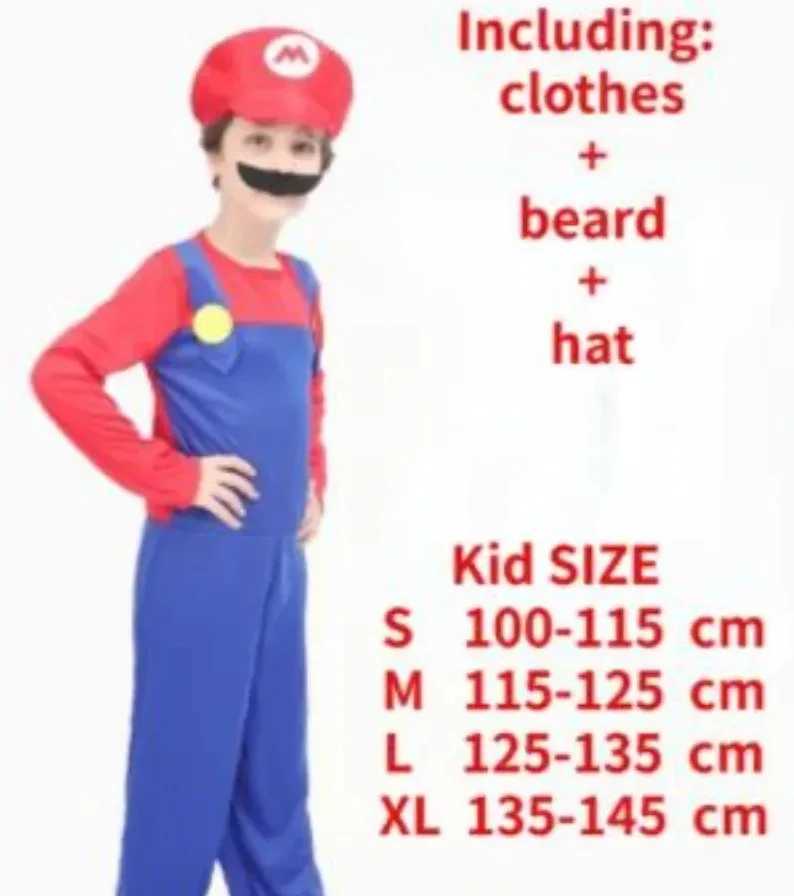 Anime Odyssey Super Luigi Brothers Cosplay Costume Adult Childrens Jumpsuit Beard Hat Set Halloween Costume W250117