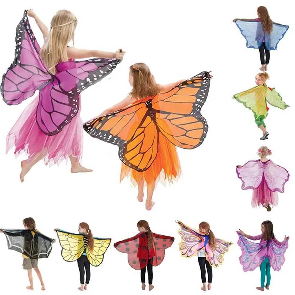Fashion Chiffon Butterfly Wings Cape Performance Mask Elf Angel Wings Cloak Stage Costumes Fairy Butterfly Costume Kids W250117