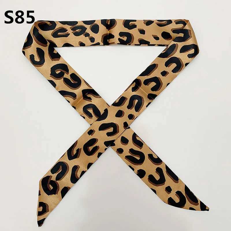 Women Fashion Emulation Silk Leopard Print Small Bag Handle Scarf Headband Hair Decoration Tie Ribbon Long Head Scarf W250118