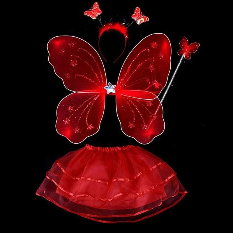 Kids Butterflies Princess Costume Luminous Fairy Wing Birthday Party Halloween Stage Dress Up Easter Gift W250117