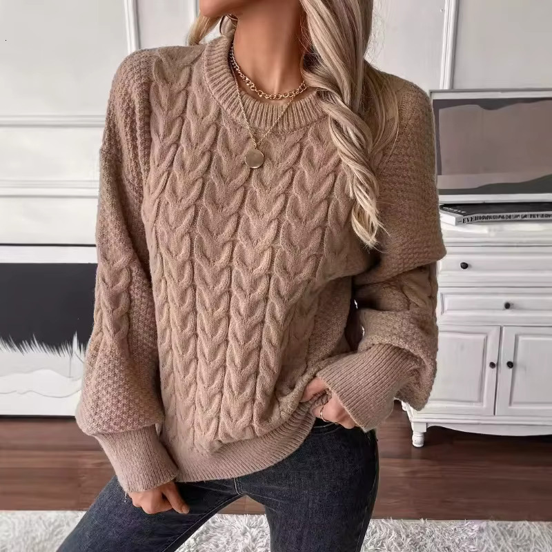 Solid Color Round Neck Sweater Women 2024 Autumn Winter New Loose Comfortable Pullover Female Fashionable Trendy Knitted Tops