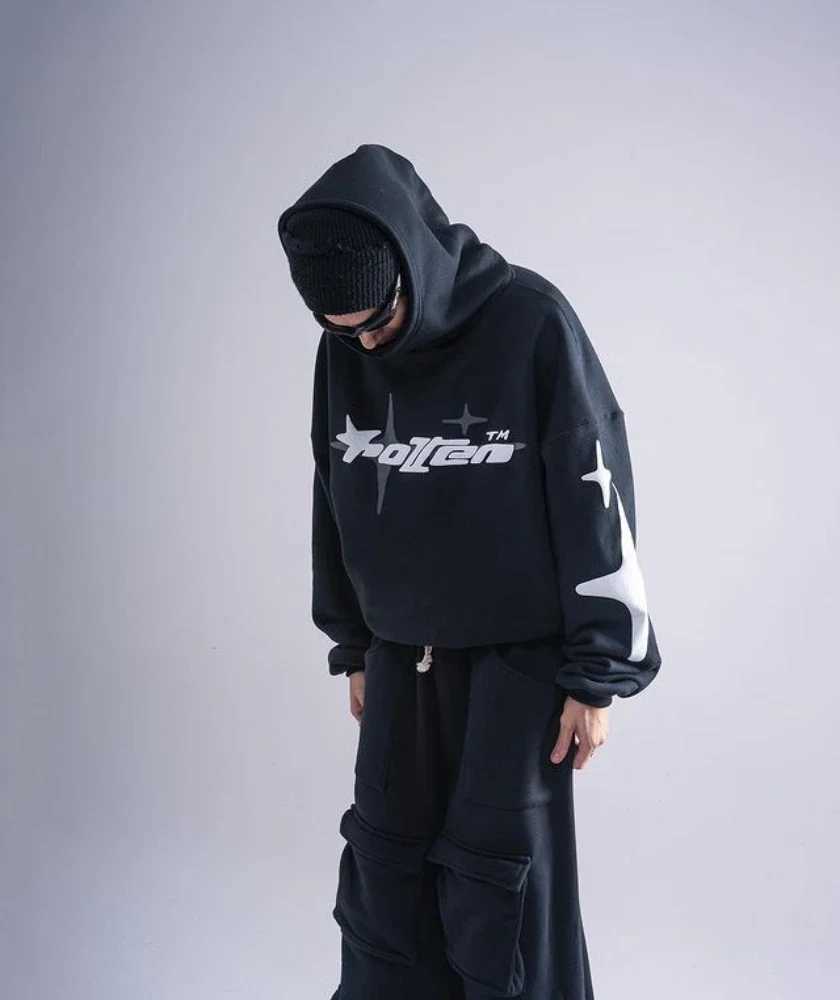 Brand New Star Letter Foam Hoodie 2024 American Style Street Decoration for Men and Women Casual Loose Y2K Couple Clothes W250117