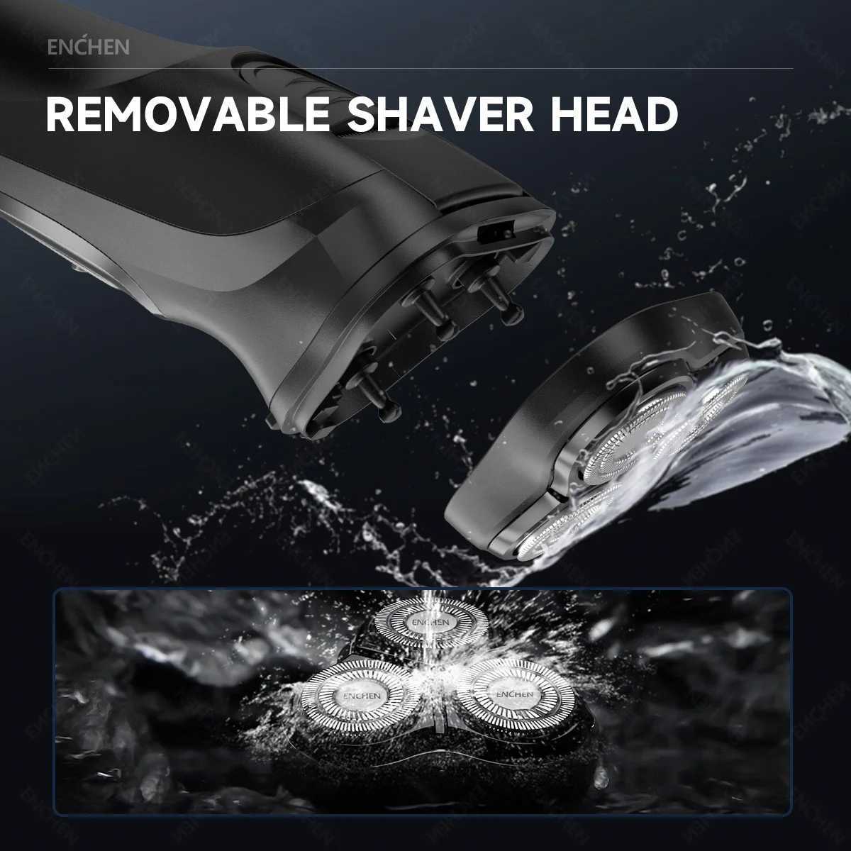 ENCHEN Electric Shaver Razor Beard Trimmer Hair Trimmer Rotary 3D Floating Portable Shaving Mane Shaver for Men BlackStone-CW250117