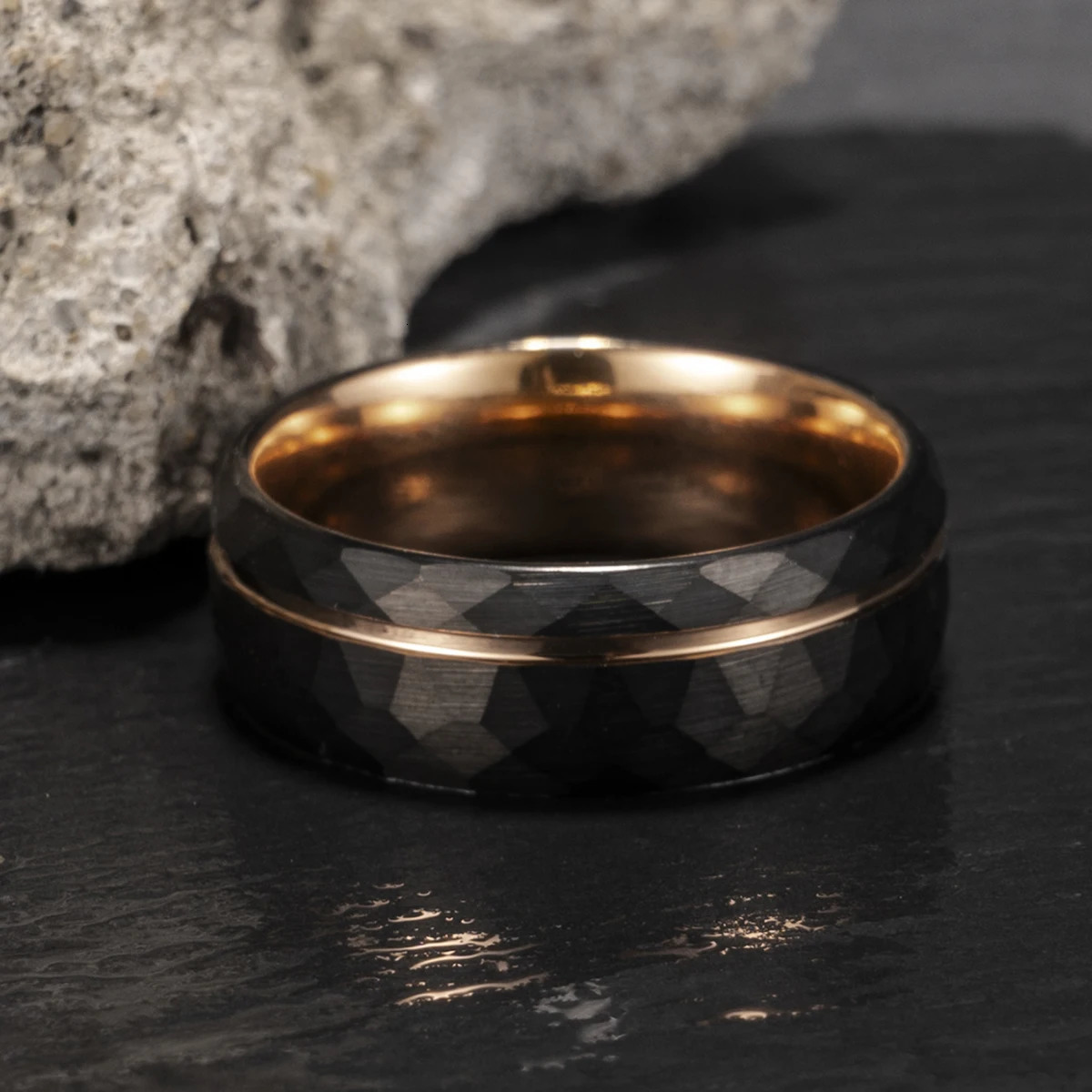 Black Tungsten Carbide Ring Couple Wedding Ring 8mm Hammered Comfortable to Wear Anniversary Gift for You 250117