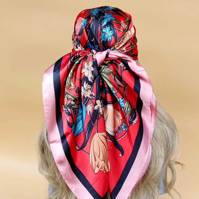 Women 90X90CM New Shls The Seasons Beach Scarves Fashion Model Square Silk Hijab Popular Design Sunscreen Headscarf W250118
