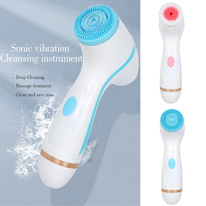 4 IN 1 Electric Facial Cleansing Brush Face Roller Massager Face Exfoliating Ultrasonic Washing Brush Cleanser Beauty Skin Care 250121