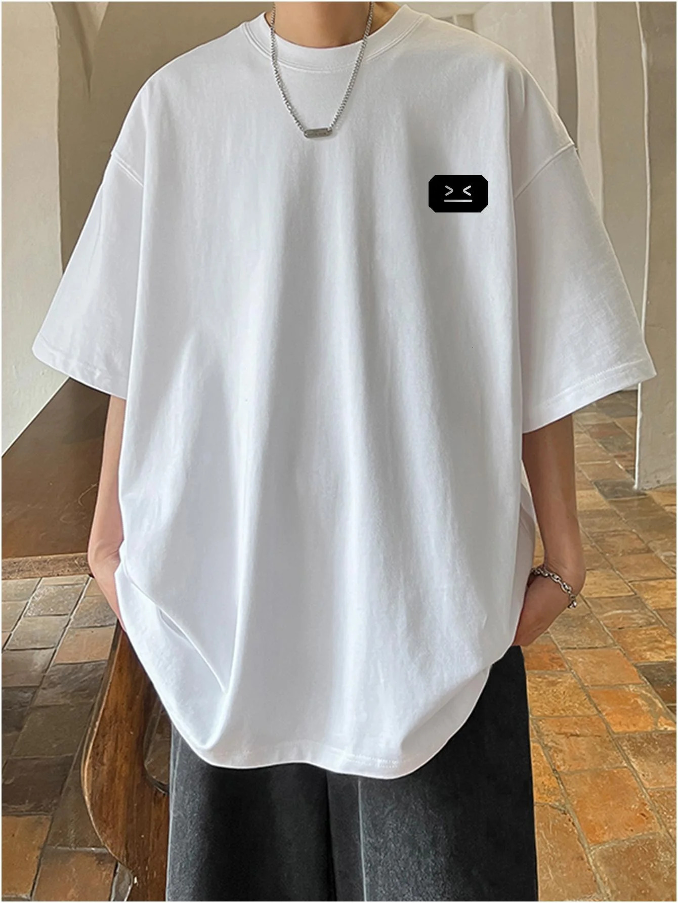 Combed Cotton Tshirt For Men Y2k Harajuku Unisex Korean Tshirts Kpop Streetwear Male Graphic Top Oversize Short Sleeve Tees 250122