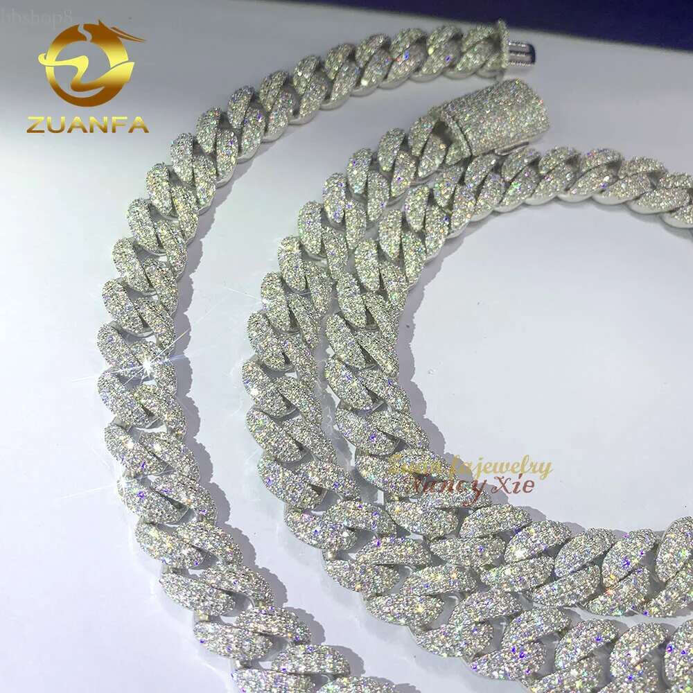 sterg sier k hip hop jewelry 12mm moissanite cuban chain necklace