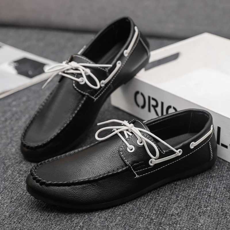 Shoes Men New Leather Loafers Comfortable High Quality Boat Shoes with Soft Bottom Lace Up Driving Shoes Elegant Man Dress ShoesXJ250118