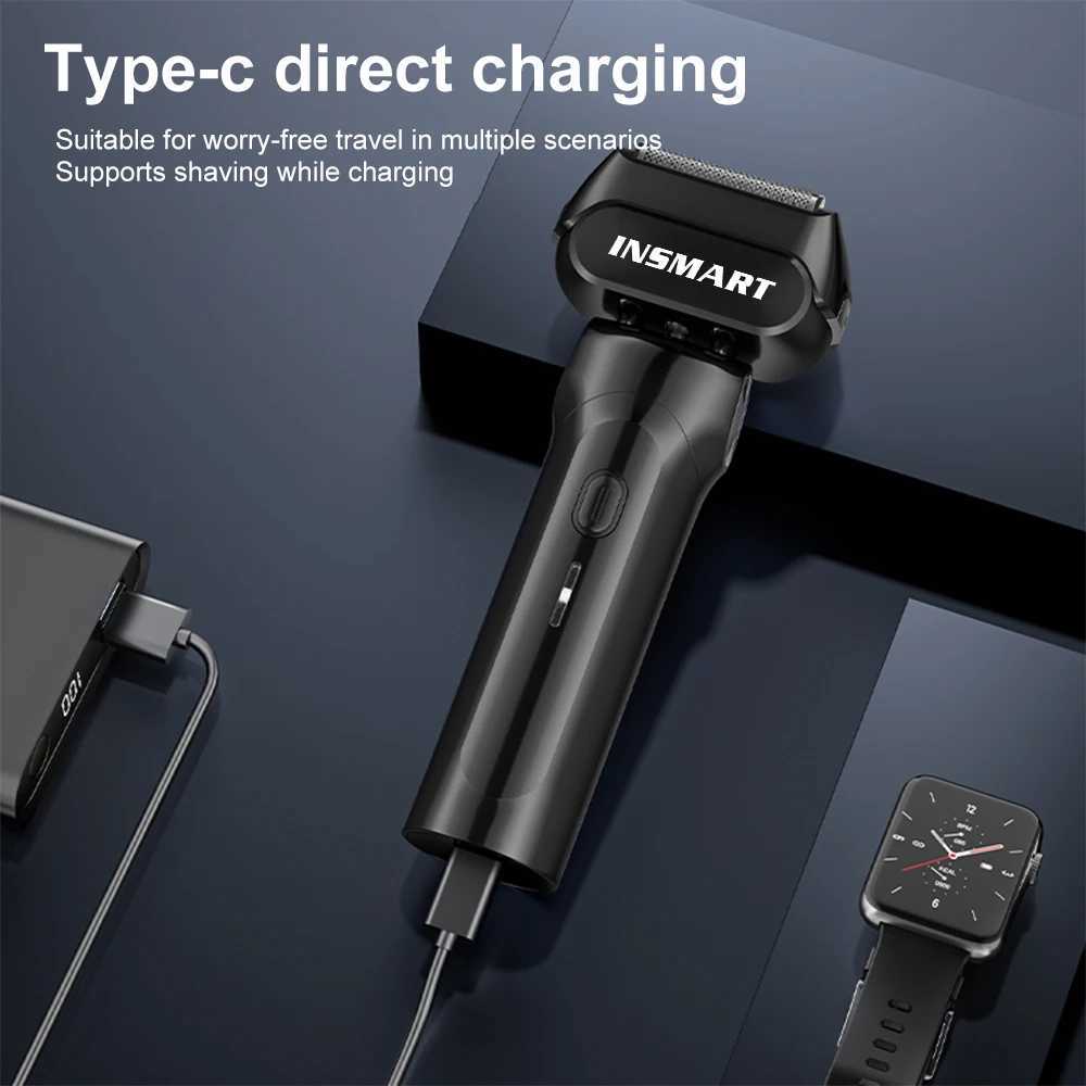 INSMART Electric Travel Shaver Typec Charging Shaving Mane Portable Razor Man Wet And Dry Usb Rechargeable Shaver For MenW250117