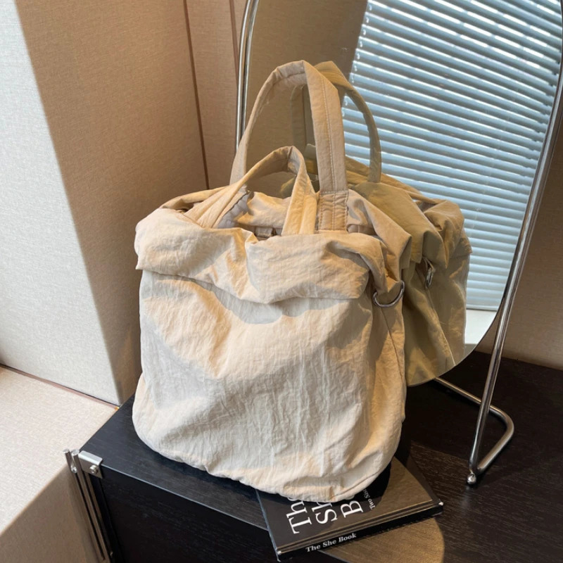 Solid Color Simple Fashionable Leisure All-Match Tote Bag With Large Capacity For School Work And Commute 250122