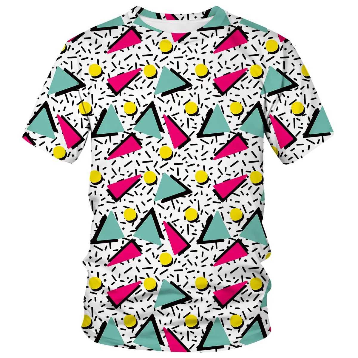 80s 90s 3D Print T-Shirts Men Hip Hop Short Sleeve T Shirt Neon Disco Party Costume Oversized Tees Harajuku Y2k Top Kid Clothing W250117