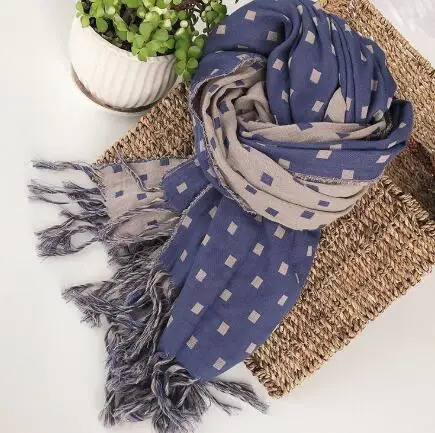 Japanese Winter Cotton Warm Women Scarf Double-sided Plaid Thickened Warm scarf Air-conditioned Shawl For Lady 250120