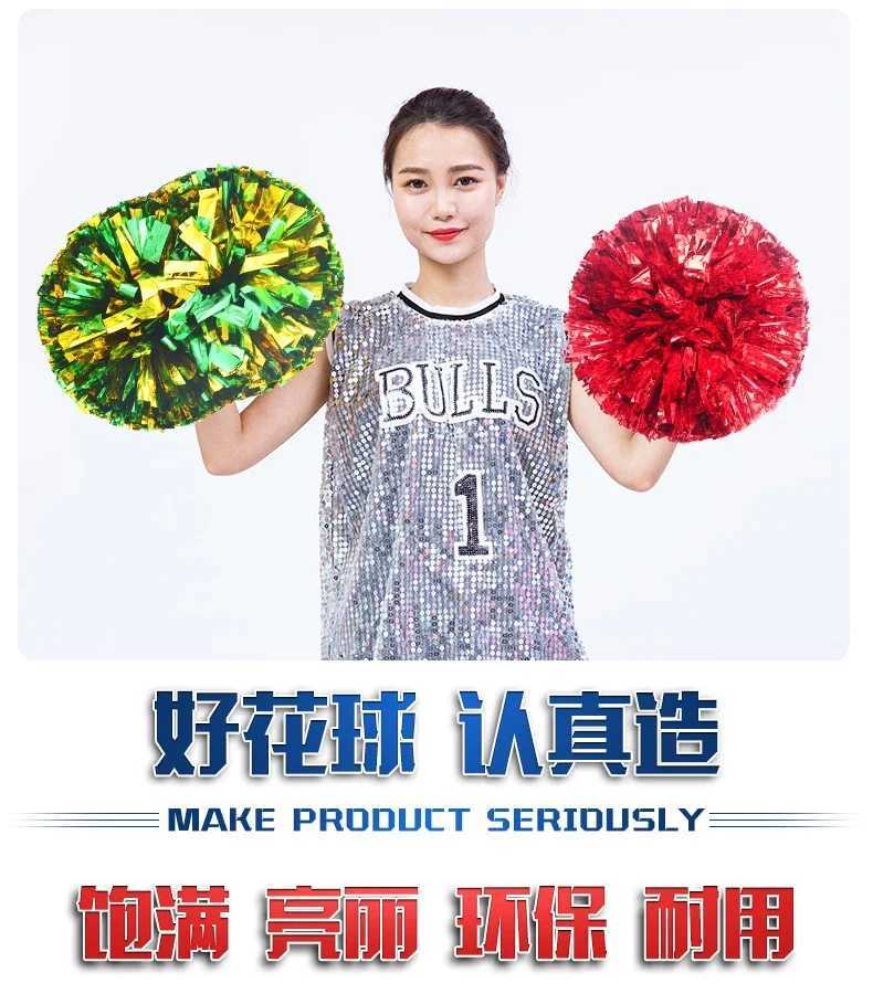 Gold Cheerleading Pom Poms with Handle Cheer Balls Big Silver Red Yellow Blue Hand Dance Pompoms Accessories for Women Girl KidsW250121