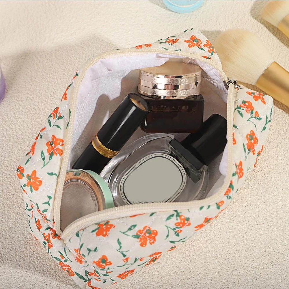 3Pcs Cosmetic Bag Cute Floral Cotton Toiletry Bag Zipper Toiletry Organizer Bag for Women Girls250114