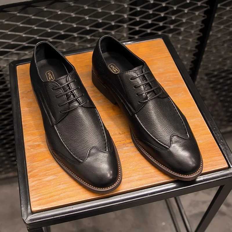 Mens British Style Business Dress Shoes Autumn New Trend All Casual Leather Shoes Thick Soled Wedding Shoes Zapatos Para HombreXJ250118