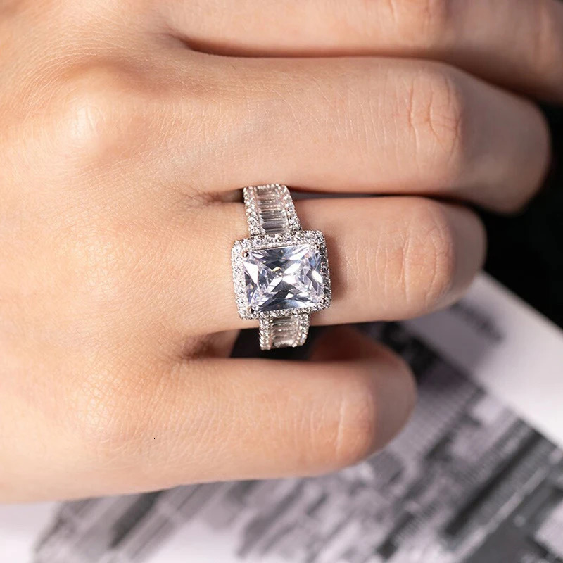 HOYON Pure Natural White 3 s Gemstone S925 Silver color Ring for Women Anillos De Jewelry Bizuteria Rings 250121
