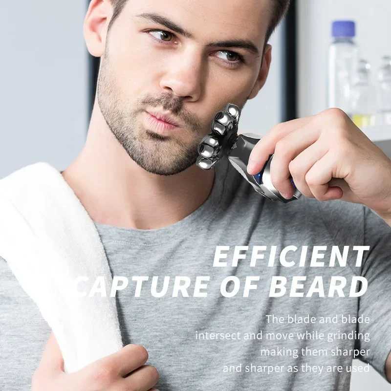 5-IN-1 Men Rechargeable Bald Head Electric Shaver 7D Floating Head Beard Nose Ear Hair Trimmer Razor Clipper Facial BrushW250117