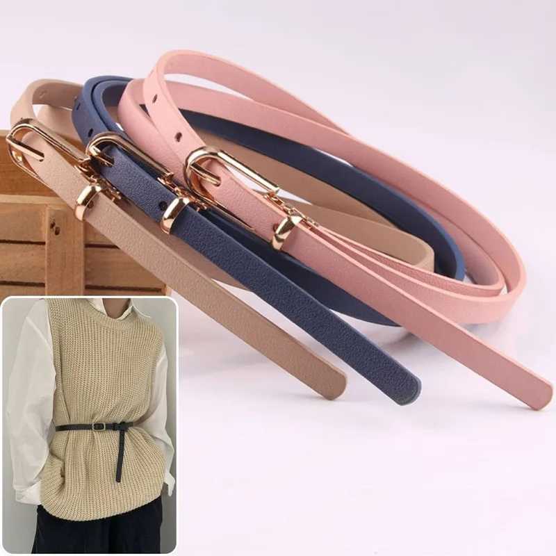 Fashion Leather Thin Belts For Women Black Skinny Waistband Metal Pin Buckle Adjustable Belt Jeans Sweater Decorative Waistband W250120