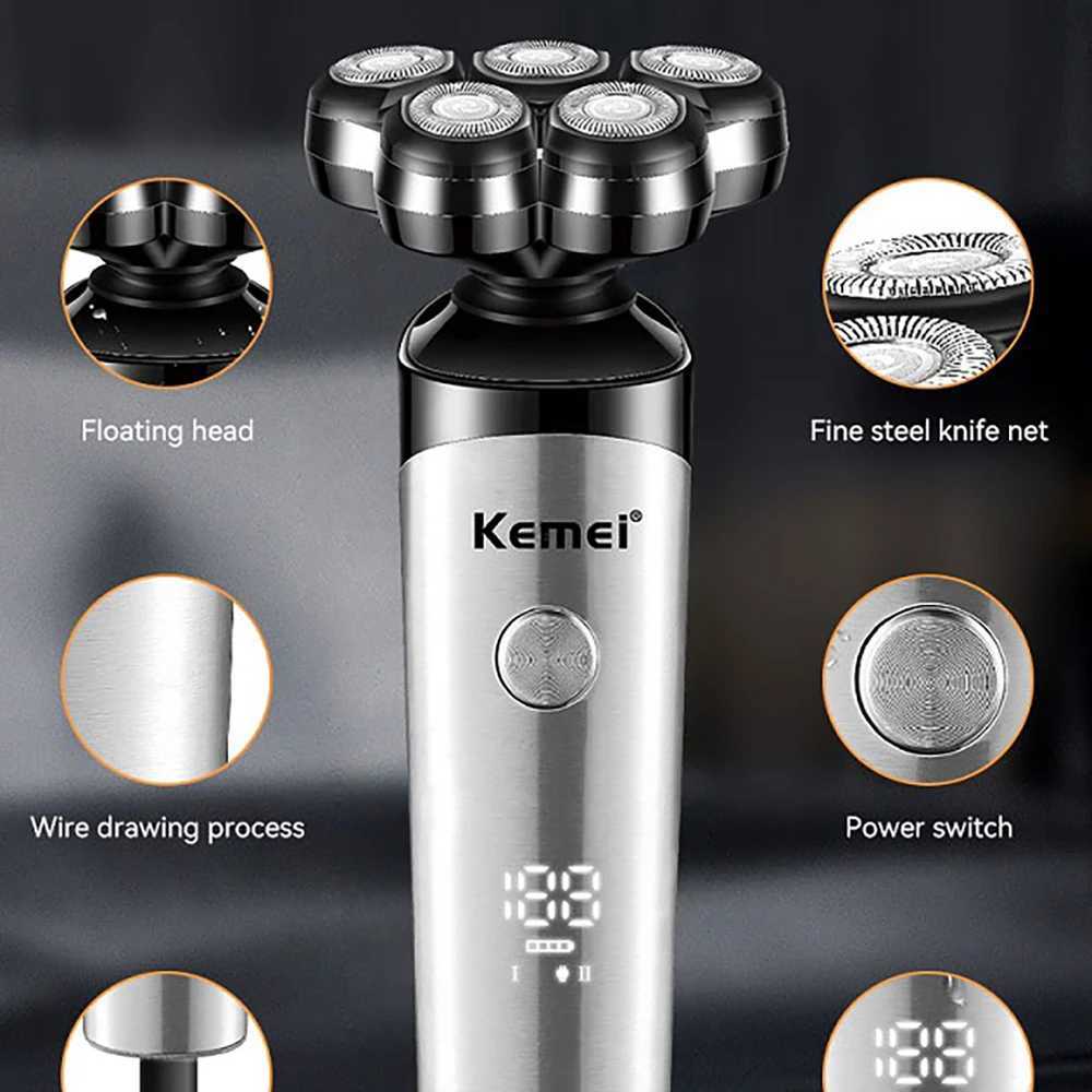Chemical Rechargeable 5 s Shaver Electric Rotary Razor Bald Head Intelligent Wet Dry Men Beard Shaving Trimmer IPX5 WashableW250117