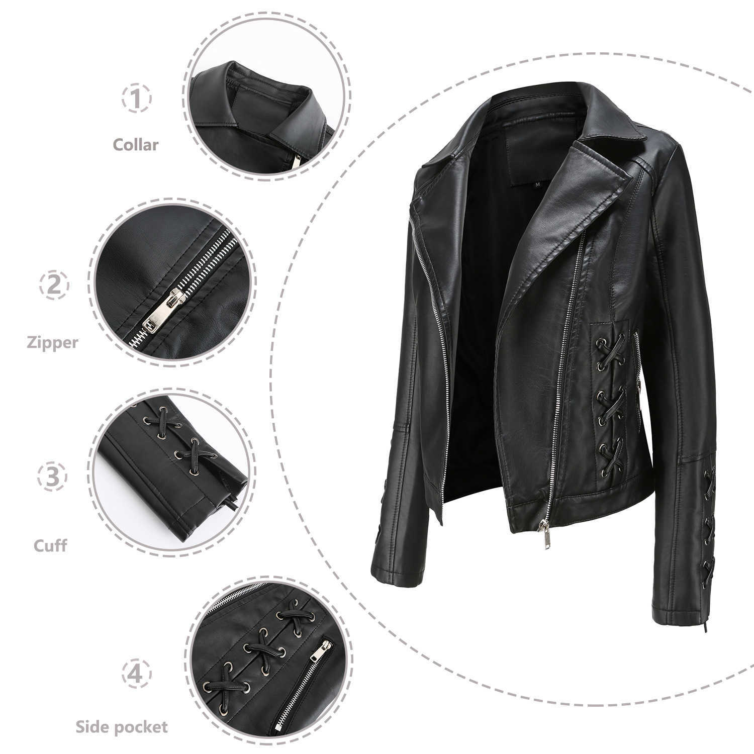 New Fashion Knitted Leather Jacket Womens Strap Coat Womens Popular Clothing Casual Jacket Womens Womens Leather Womens Jacket 241209