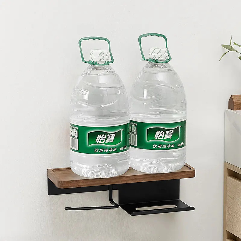 Toilet Paper Holder with Black Walnut Shelf for BathroomWall Mounted Toilet Paper Tissue Holder Double Roll BlackPhone Rack Wc 250115