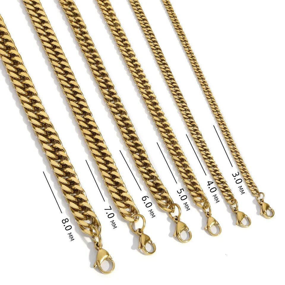 HIYEE Classic Cuban Chain Necklace Temperament Retro Trend Party Wear Amulet Stainless Steel NonFading Accessories 250114