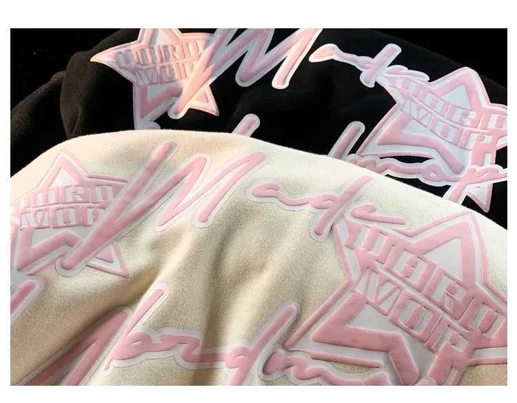 Y2K Zipper Hoodies Women 2023 Pride Street Star Letter Print Splice Cardigan Hoodies Women Fashion Loose Coat Top Street Wear W250117