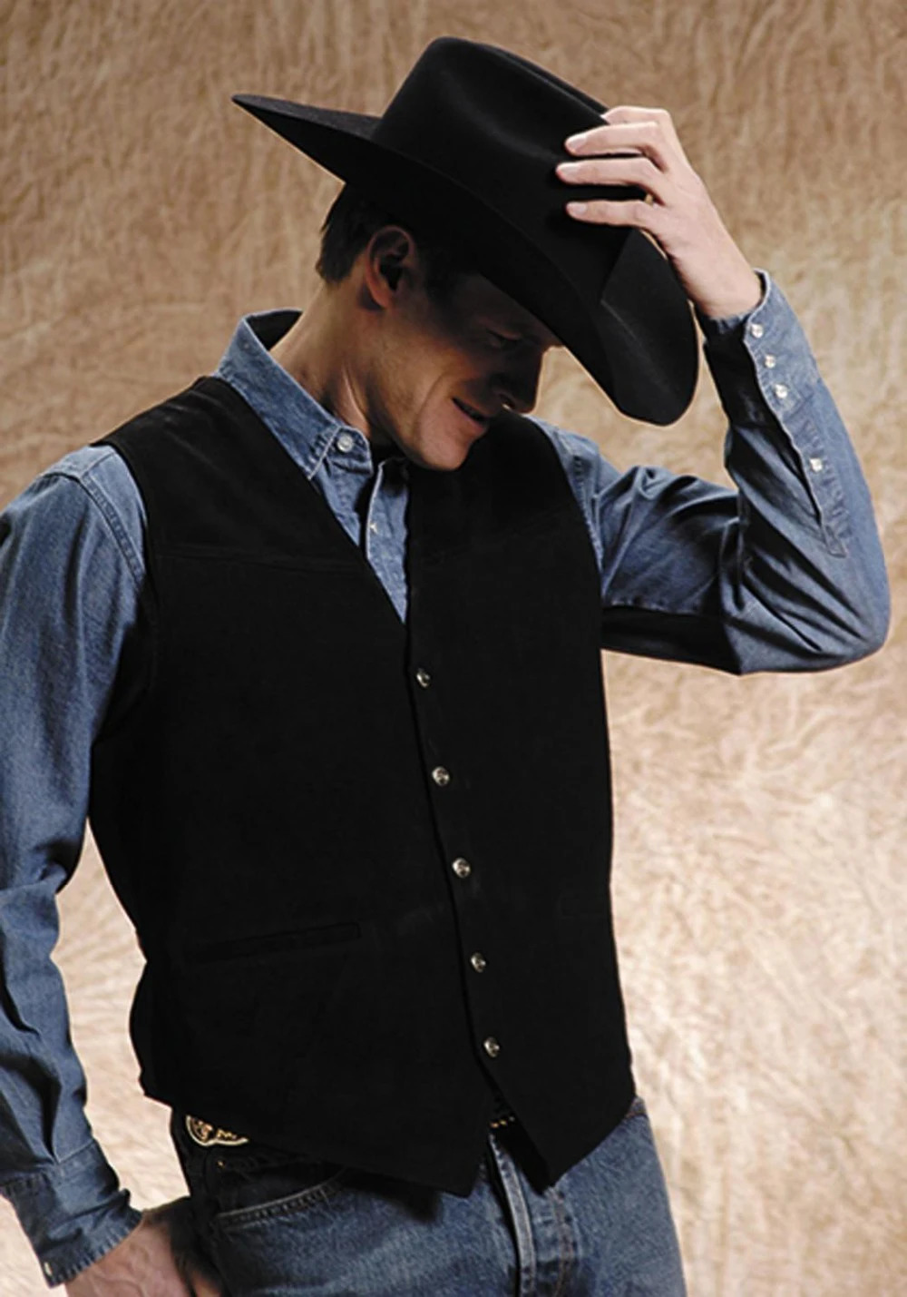 Mens Cow Leather Suit Vest Western Cowboy Style Waistcoat Steampunk 250108