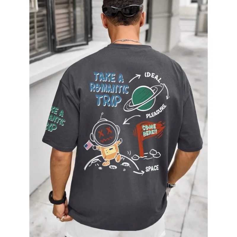 24 New Mens Astronaut Planet 3D Printed Short Sleeved T-shirt Mens High Street T-shirt High-Quality Comfortable Short Top W250117