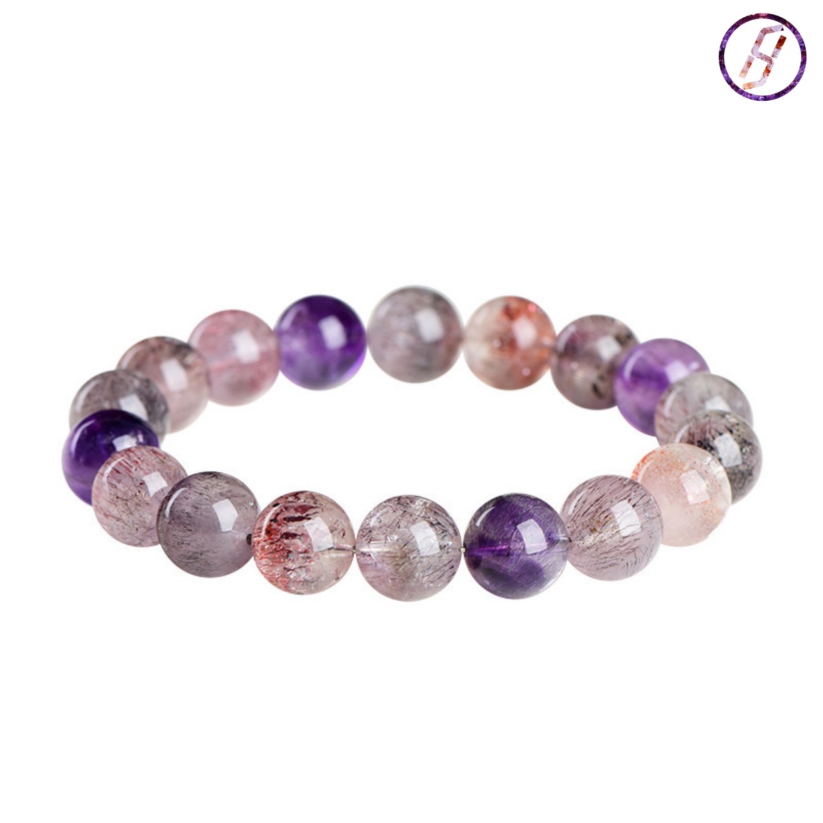 3A Natural 7A Grade Icy Quartz Included Quartz Super Seven Round Beads Bracelet Purple Titanium Crystal Aurora Loose Beads Bracelet Factory Direct Sal