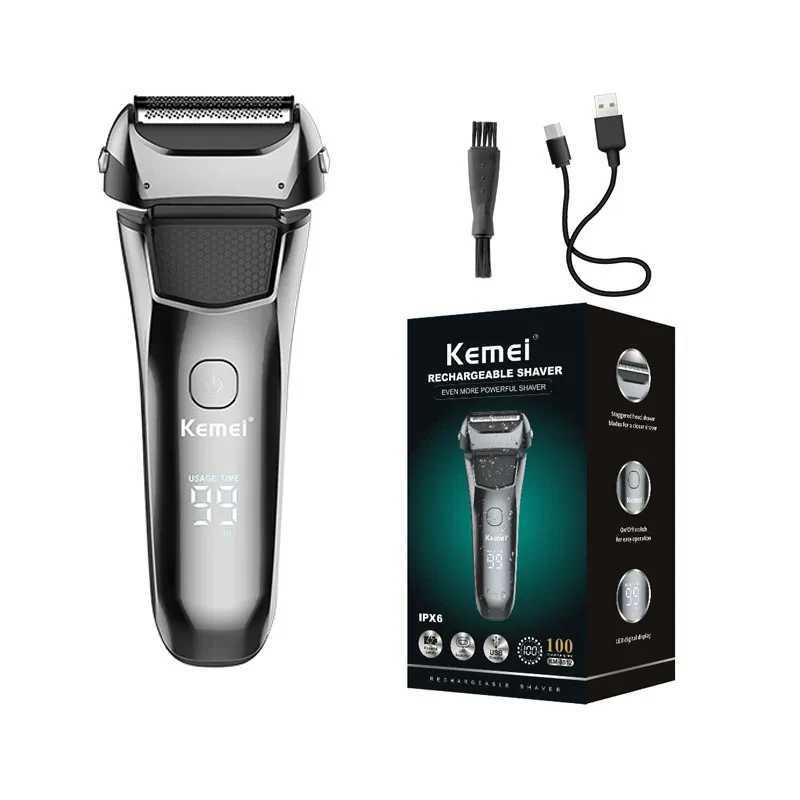 Kemei km-8512 electric shavers beard rechargeable shaving mane for men waterproof with LCD display Razor shavers bald trimmerW250117
