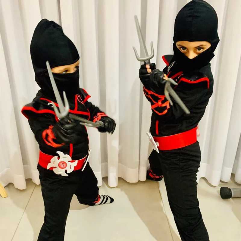 Boys Ninja Deluxe Costume for Kids with Weapon Accessories Kids Kung Fu Outfit Halloween Ideas Gifts with Bayonet Toys W250117