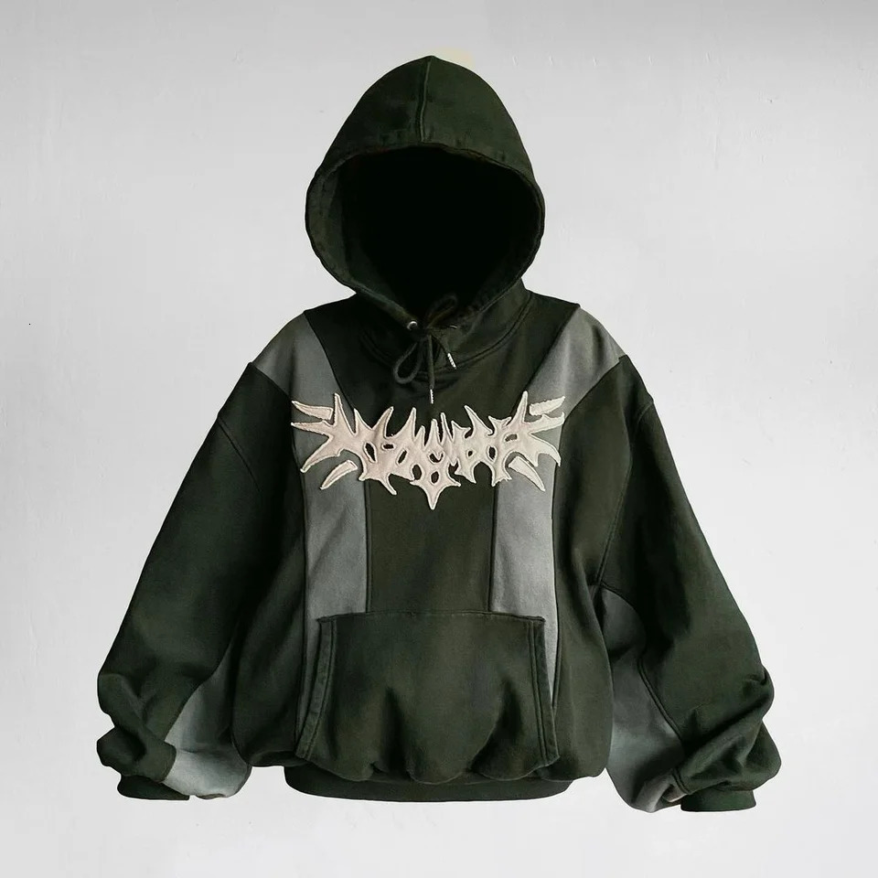 Y2k punk hiphop men sportswear hoodie Harajuku High Street Fashion and women embroidered pattern loose 250109Z