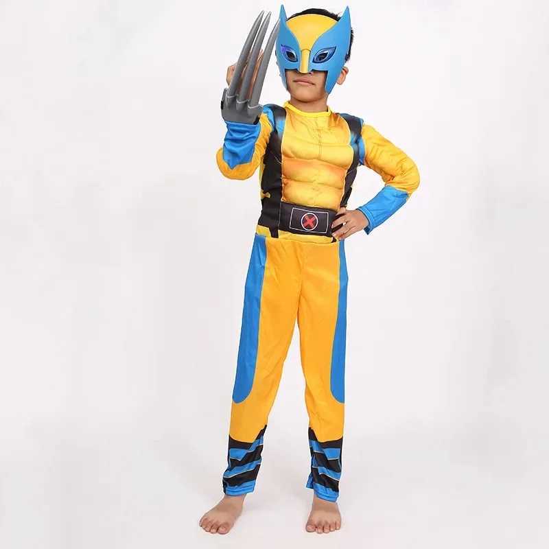 Wolverine Cosplay Costume Superhero Muscle Jumpsuit Bodysuit Claws Cape Suit Wolverine Halloween Party Costume W250117