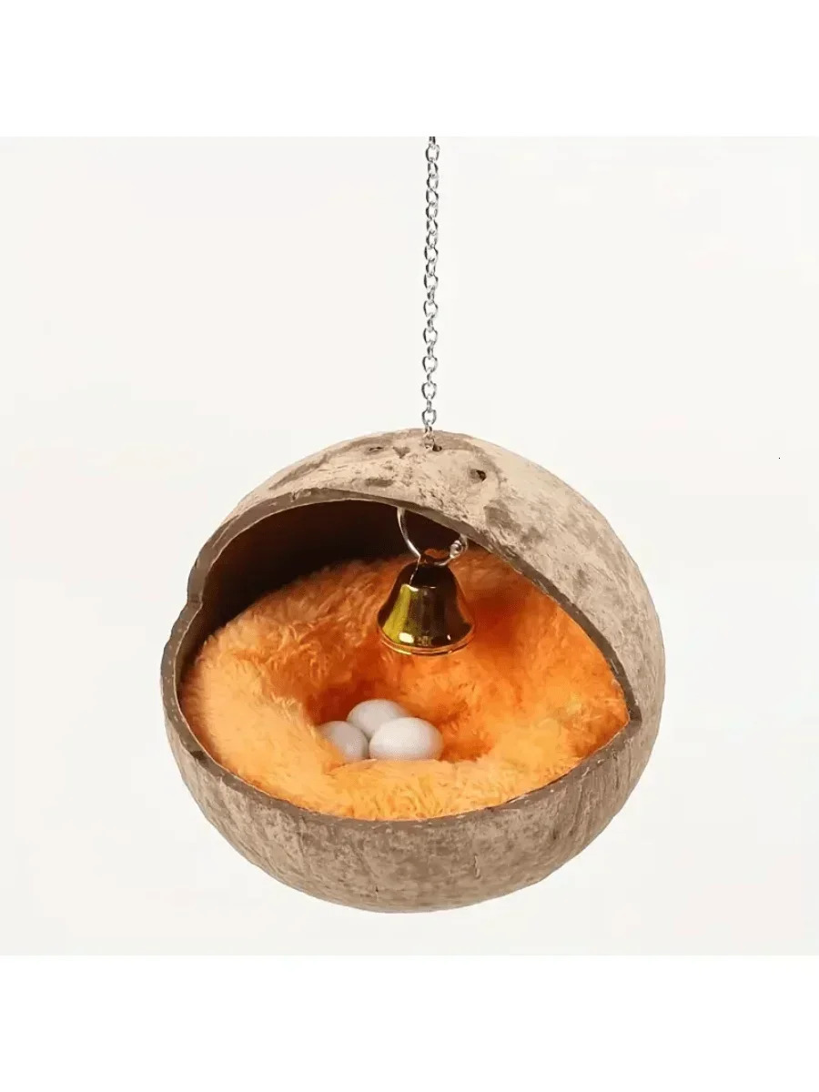 Natural Coconut Fiber Bird Nest For Small Pets House Bed Breeding Anti-Pecking With Warm Pad And Bell For Parrots 250121