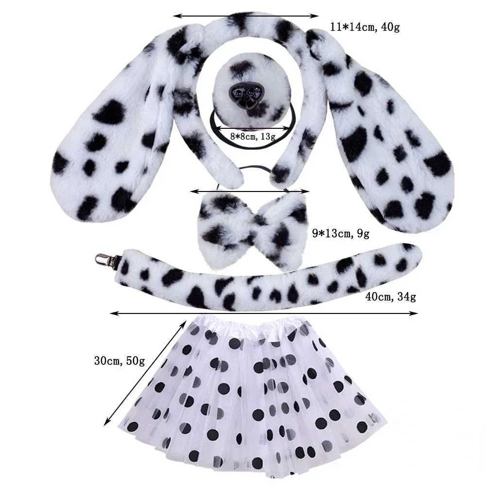 Girls Adult Children Cute Plush Anime Spotted Dog Ears Funny Animal Costume Cosplay Props Headband Skirt Nose Tail W250117