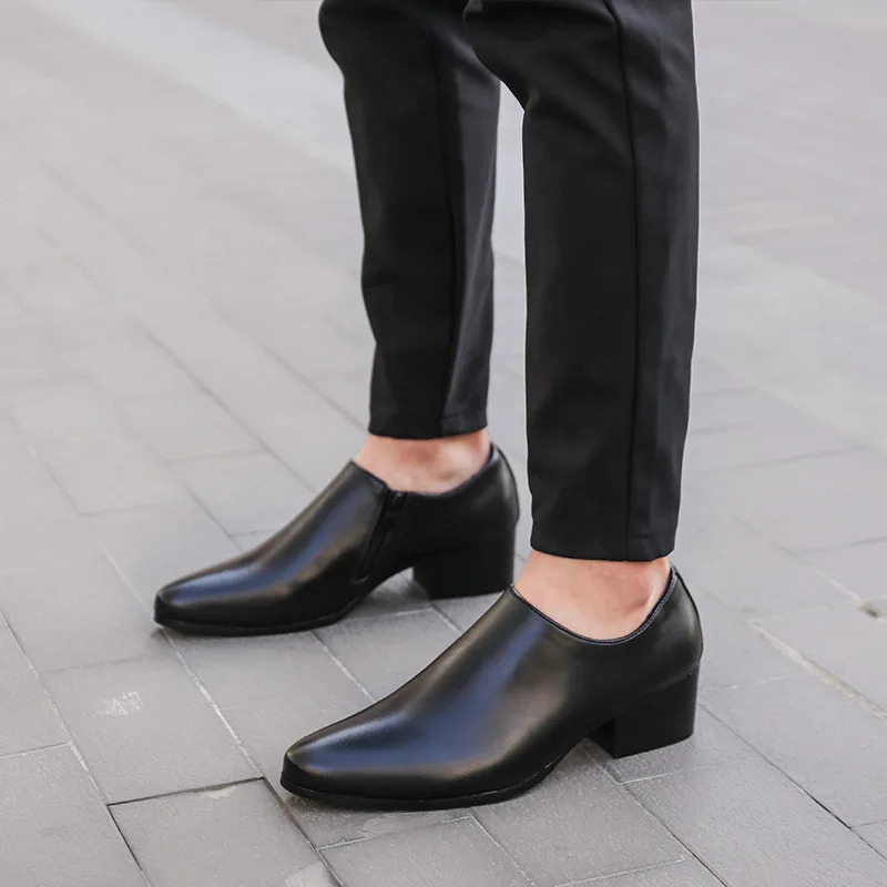 Genuine Leather Handmade Shoes Men Loafers Slip On Business Casual Shoes Classic High Heels Dress Oxford Shoes Male Shoes Flats 250113