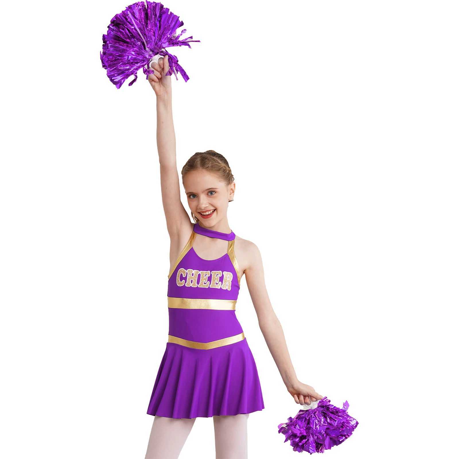 Kids Cheerleading Costume for Girls Cheerleader Uniforms Sets Sleeveless Letters Printed Cheer Dance Dress Cheerlead CostumesW250121